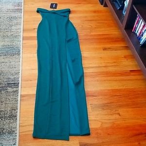 Pretty little things green strapless slit dress